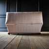 19th Century Sarcophagus Ottoman Chest/Seat Upholstered in H&S Ticking.