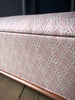 19th Century Sarcophagus Ottoman Chest/Seat Upholstered in H&S Ticking.